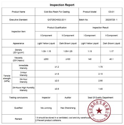 淡黄色から深茶色 2024 砂鋳造砂固定剤のための冷核箱樹脂